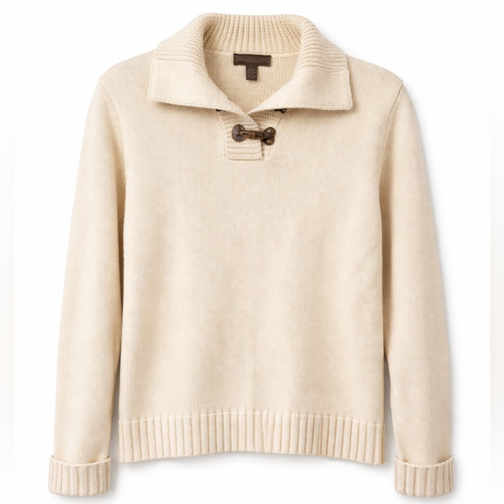 Lauren Ralph Lauren Cotton Knit Toggle Sweater – Cream – Size L